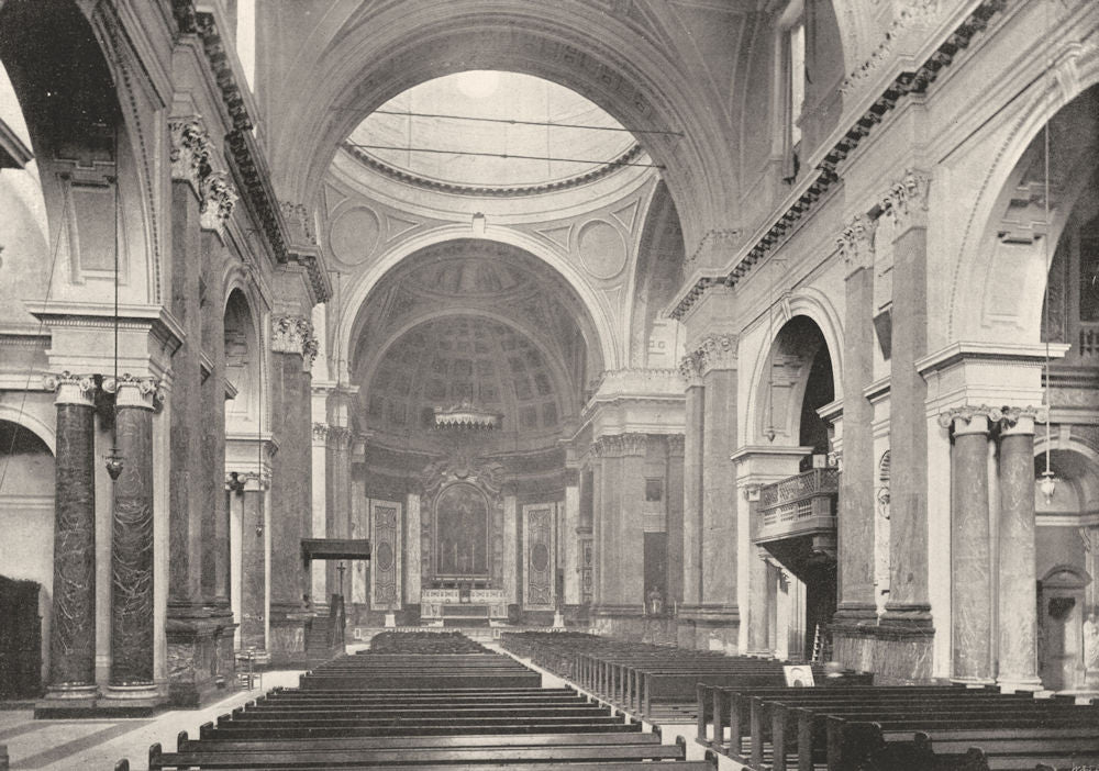 LONDON. Brompton Oratory- General view of the Interior 1896 old antique print